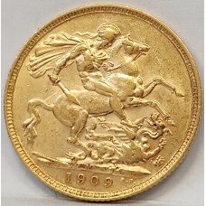 AUSTRALIA 1909 . ONE 1 SOVEREIGN . MELBOURNE . GOLD